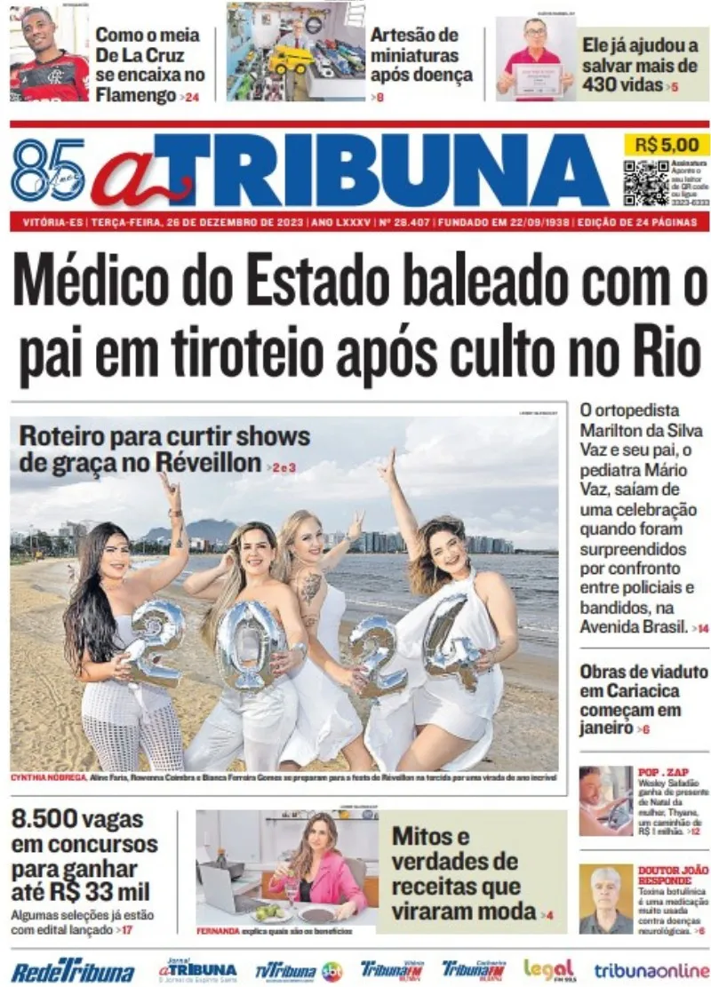 Imagem ilustrativa da imagem Confira os destaques do Jornal A Tribuna desta terça-feira
