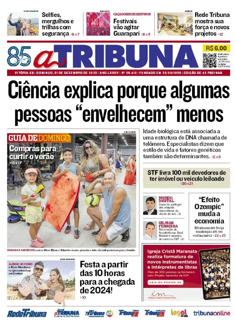 Imagem ilustrativa da imagem Confira os destaques do jornal A Tribuna deste domingo