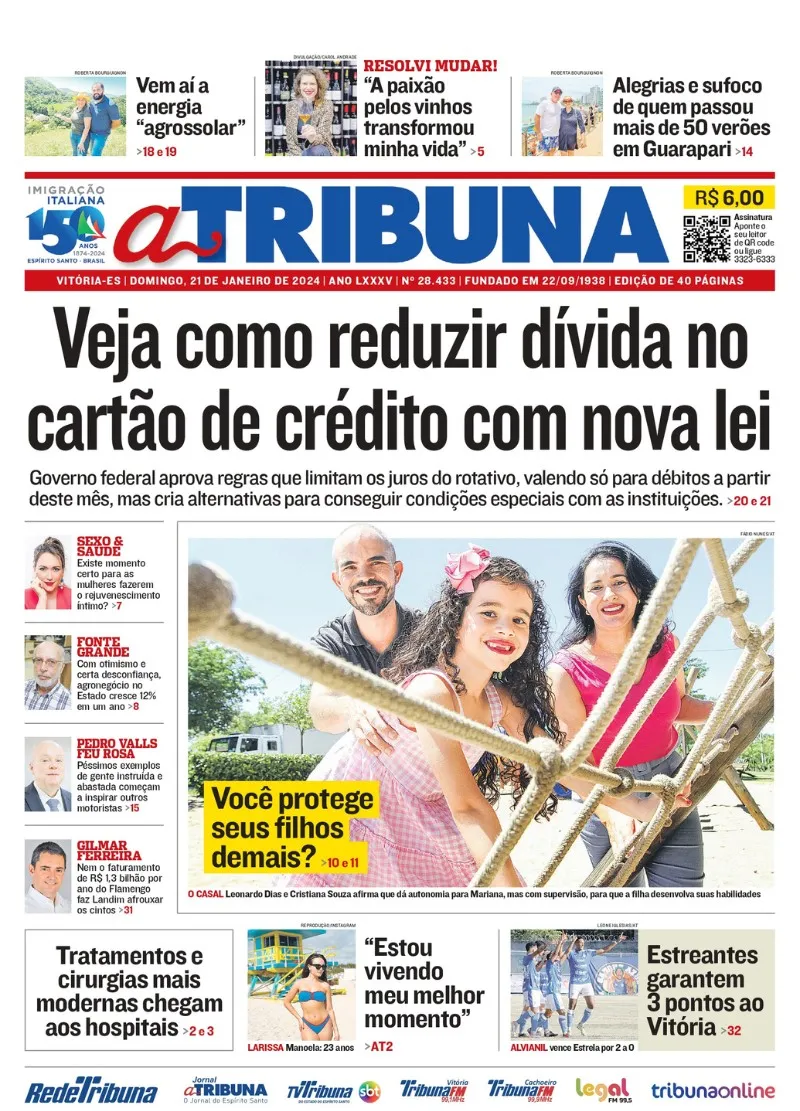 Imagem ilustrativa da imagem Veja os destaques do jornal A Tribuna deste domingo