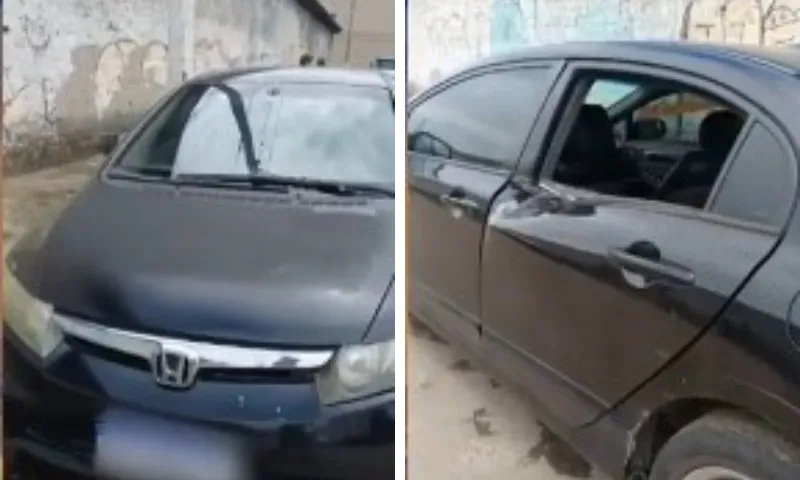 Imagem ilustrativa da imagem Carro roubado após ser atingido por veículo que caiu de prédio é encontrado