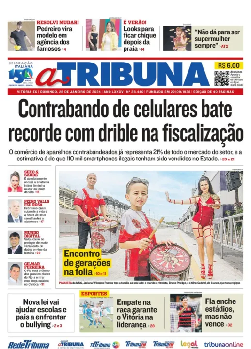 Imagem ilustrativa da imagem Confira os destaques do Jornal A Tribuna deste domingo