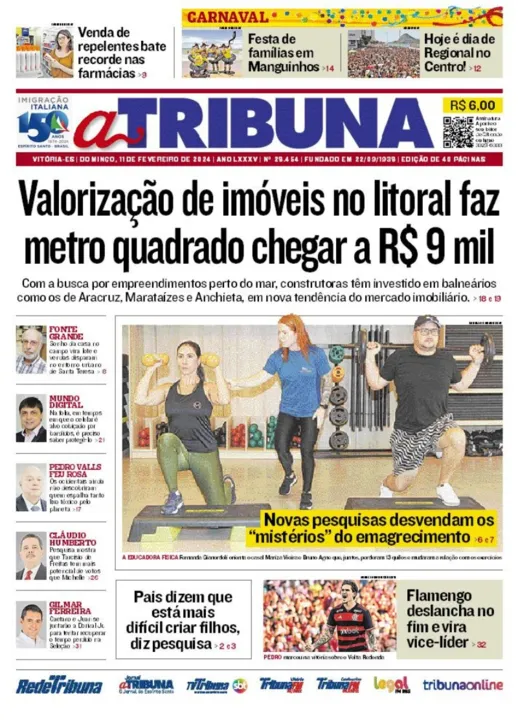 Imagem ilustrativa da imagem Confira os destaques do Jornal A Tribuna deste domingo
