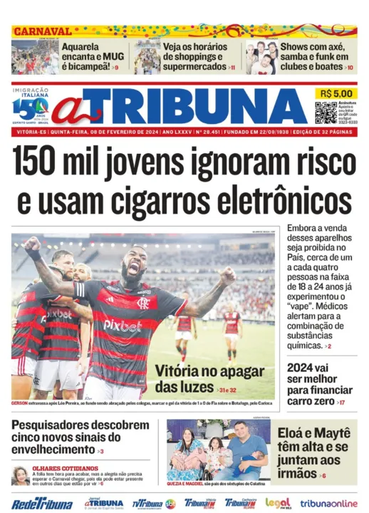 Imagem ilustrativa da imagem Confira os destaques do jornal A Tribuna desta quinta-feira