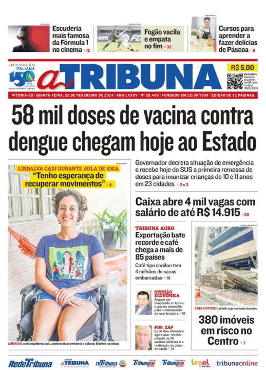 Imagem ilustrativa da imagem Confira os destaques do jornal A Tribuna desta quinta-feira