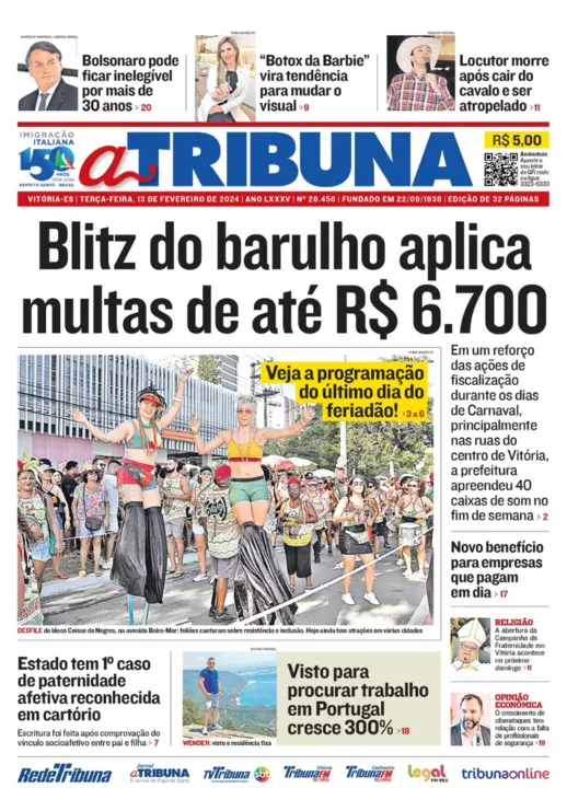 Imagem ilustrativa da imagem Confira os destaques do jornal A Tribuna desta terça-feira