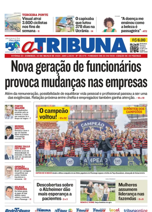 Imagem ilustrativa da imagem Confira os destaques do jornal A Tribuna deste domingo