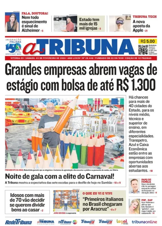 Imagem ilustrativa da imagem Confira os destaques do jornal A Tribuna deste sábado