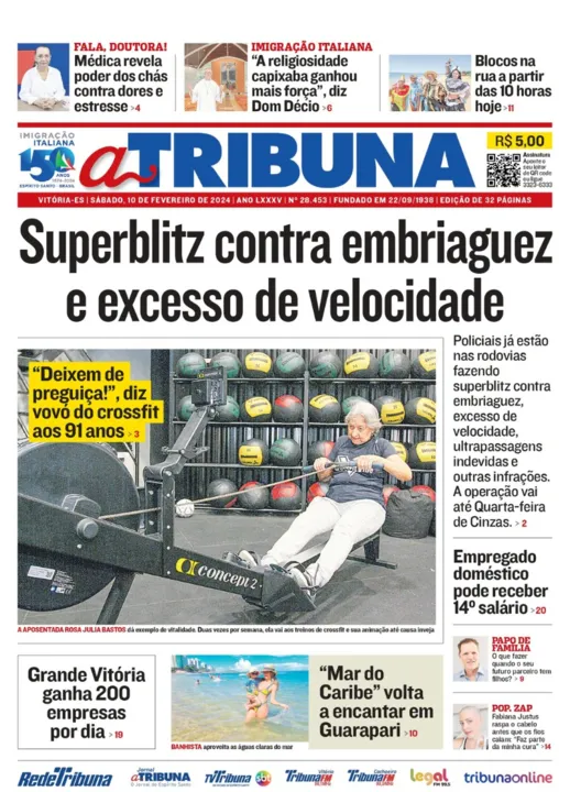 Imagem ilustrativa da imagem Confira os destaques do jornal A Tribuna deste sábado