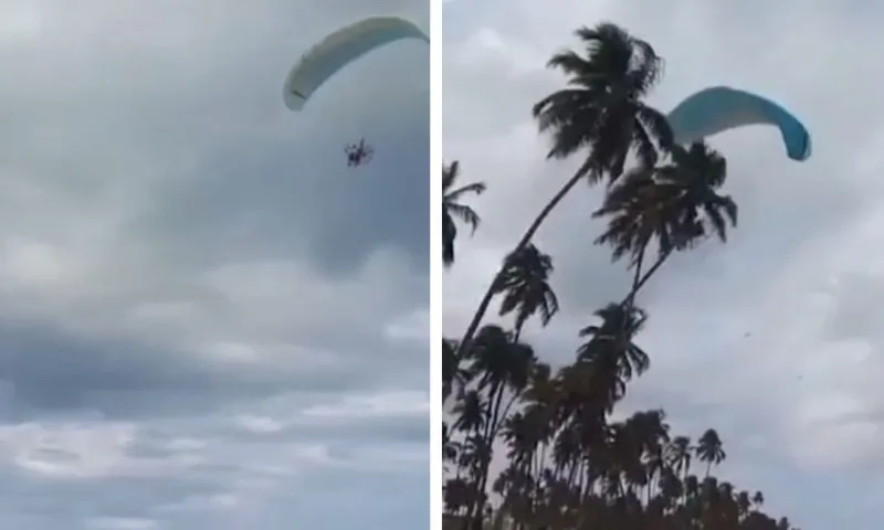 Imagem ilustrativa da imagem Paramotor colide com coqueiro e piloto é resgatado em Itapuama