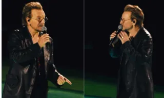 Imagem ilustrativa da imagem Bono interrompe show do U2 para pedir que plateia grite nome de Alexei Navalni