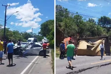 Imagem ilustrativa da imagem Acidente entre carro e caminhão deixa vítima presa às ferragens na Serra