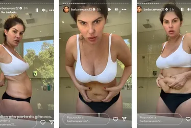 Imagem ilustrativa da imagem Bárbara Evans mostra o corpo um mês após dar à luz gêmeos