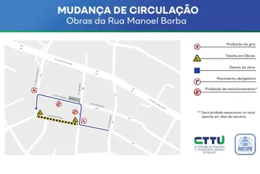 Imagem ilustrativa da imagem CTTU anuncia mudança de circulação em ruas no Centro do Recife