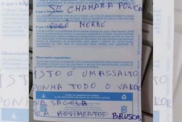 Imagem ilustrativa da imagem Homem usa bilhete para anunciar assalto em casa lotérica na Bahia