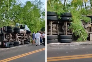 Imagem ilustrativa da imagem Motorista morre após carreta tombar em rodovia do ES