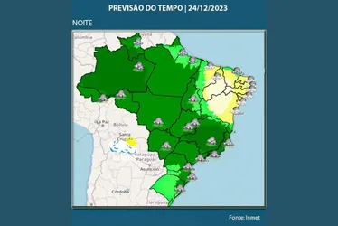 Imagem ilustrativa da imagem Noite de Natal pode ser chuvosa na maior parte do país