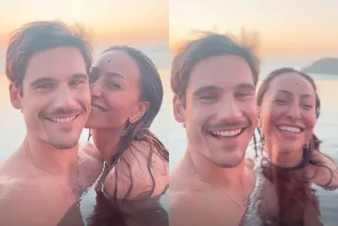 Imagem ilustrativa da imagem Sabrina Sato e Nicolas Prattes postam vídeos juntos dentro de piscina