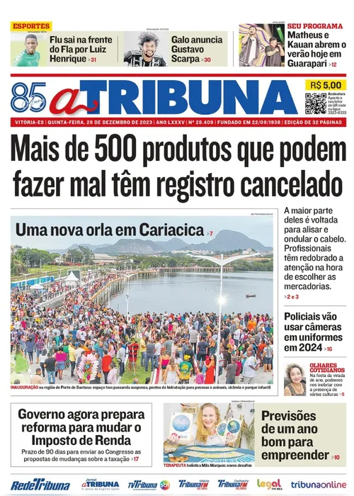 Imagem ilustrativa da imagem Confira os destaques do jornal A Tribuna desta quinta-feira