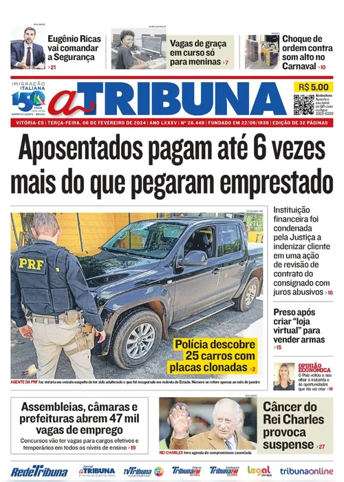 Imagem ilustrativa da imagem Confira os destaques do jornal A Tribuna desta terça-feira