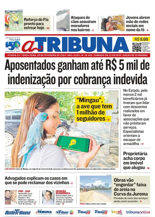 Imagem ilustrativa da imagem Confira os destaques do jornal A Tribuna desta terça-feira