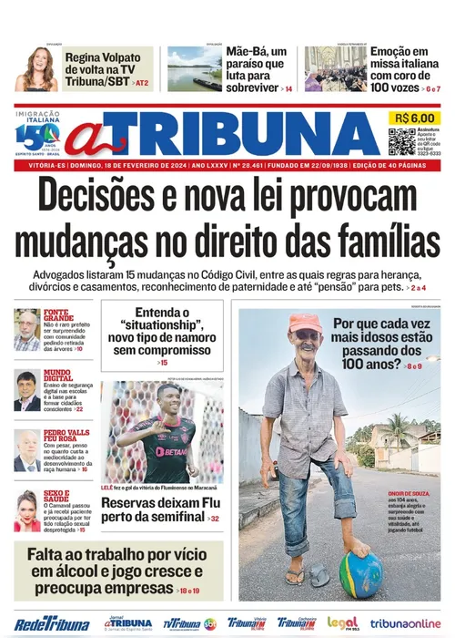 Imagem ilustrativa da imagem Confira os destaques do jornal A Tribuna deste domingo
