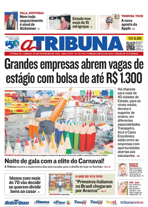 Imagem ilustrativa da imagem Confira os destaques do jornal A Tribuna deste sábado