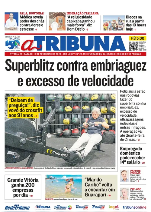 Imagem ilustrativa da imagem Confira os destaques do jornal A Tribuna deste sábado