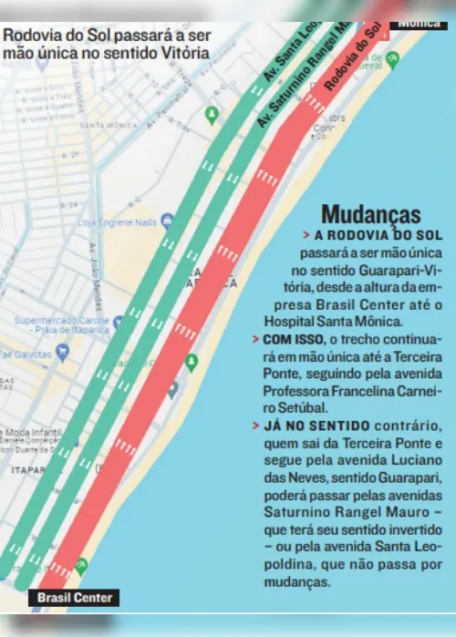 Imagem ilustrativa da imagem Veja como vai ficar o trânsito com mão única na Rodovia do Sol