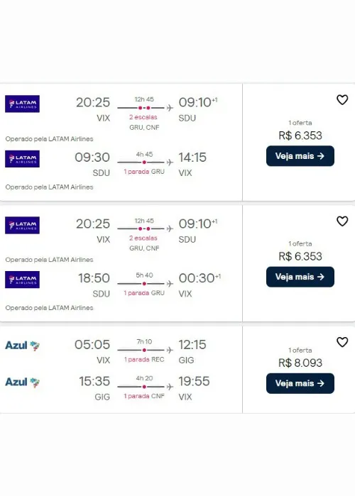 Imagem ilustrativa da imagem Viagem de avião entre Vitória e Rio de Janeiro chega a superar R$ 8 mil