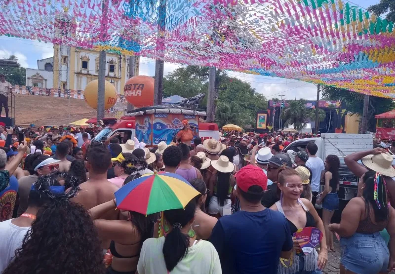 Foliões sob o sol escaldante do Carnaval de Olinda