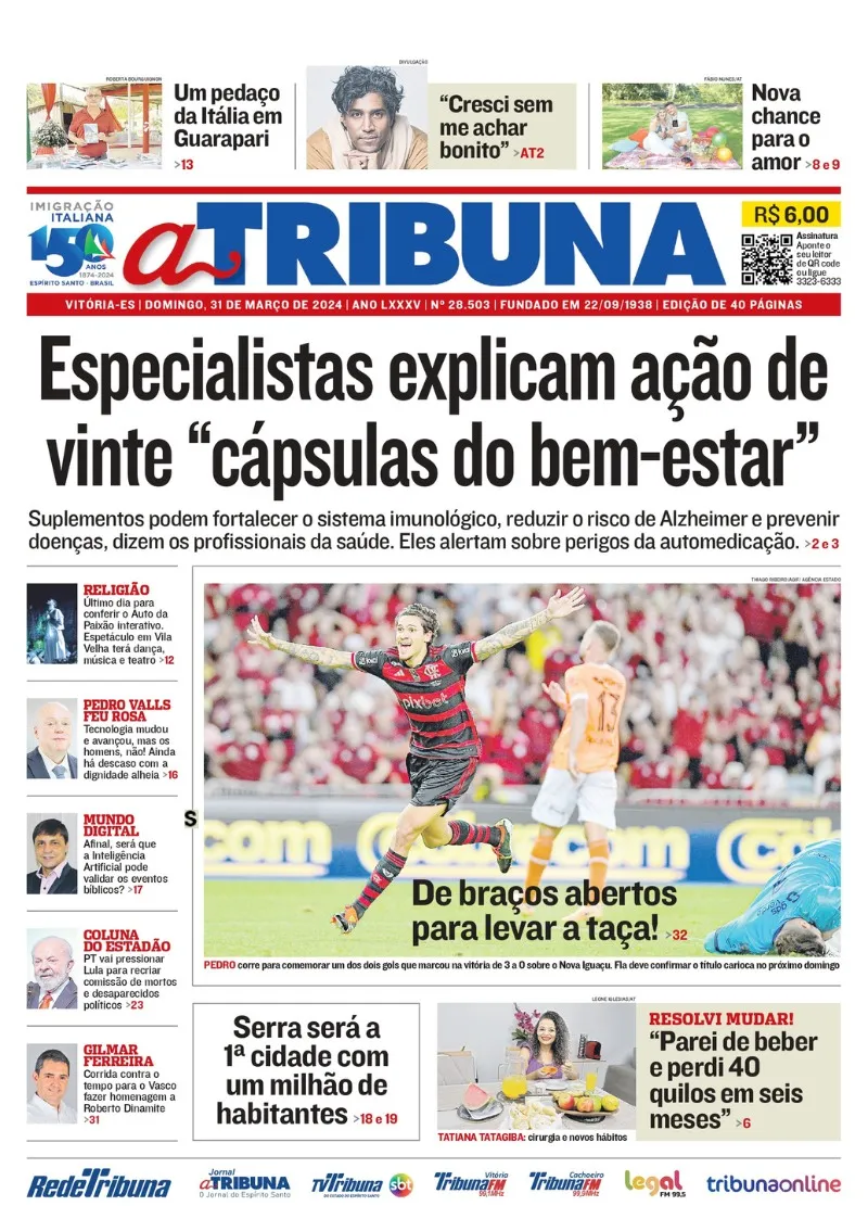 Imagem ilustrativa da imagem Confira os destaques do jornal A Tribuna deste domingo