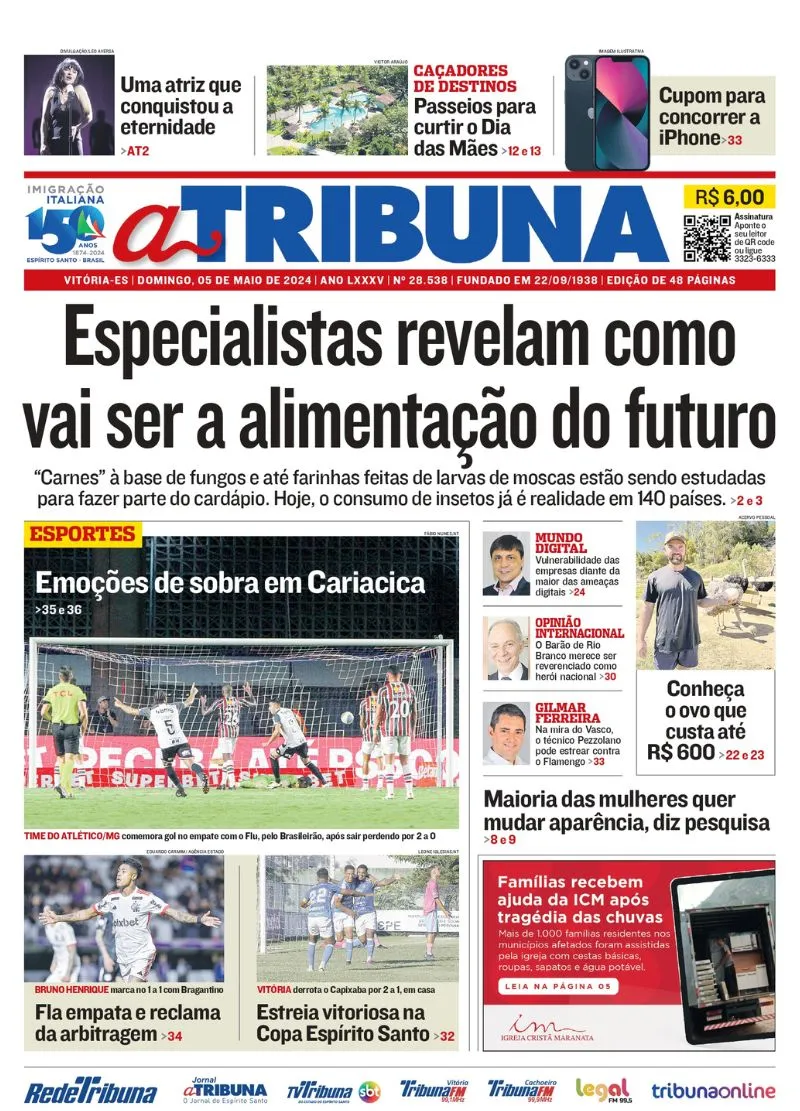 Imagem ilustrativa da imagem Confira os destaques do jornal A Tribuna deste domingo