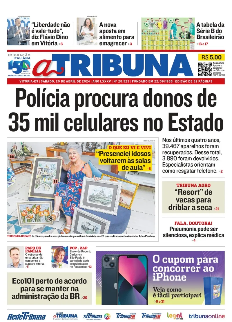 Imagem ilustrativa da imagem Confira os destaques do jornal A Tribuna deste sábado