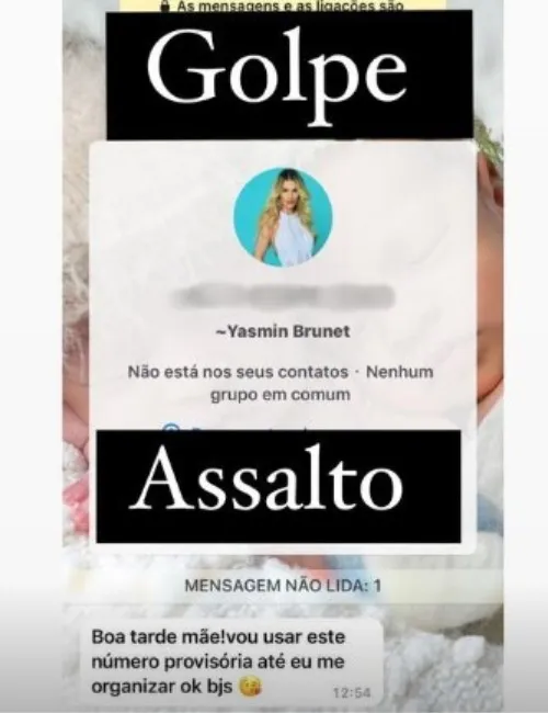 Imagem ilustrativa da imagem Luiza Brunet denuncia tentativa de golpe em nome da filha Yasmin: "Assalto"