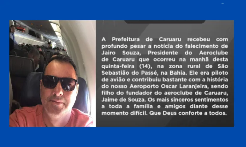 Imagem ilustrativa da imagem Morre, em acidente aéreo no interior da Bahia, piloto de Caruaru