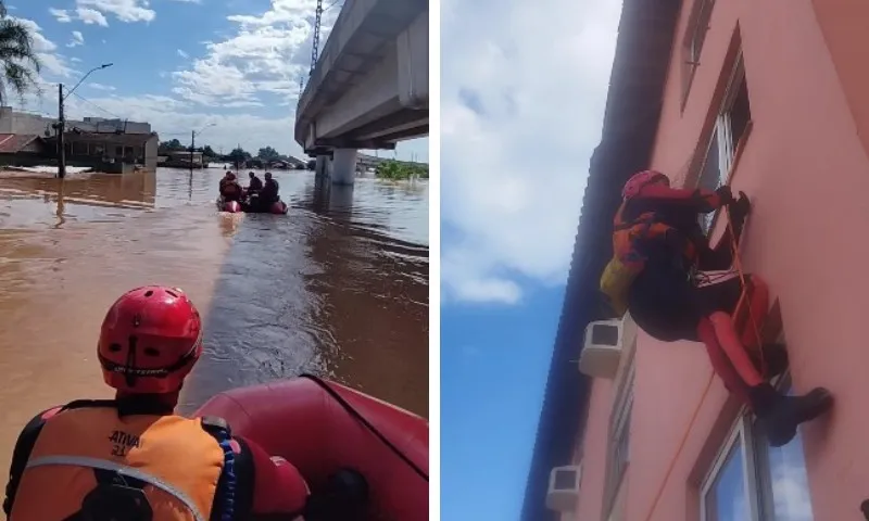 Imagem ilustrativa da imagem Bombeiros do ES resgatam 154 pessoas e 27 animais ilhados nas enchentes no RS