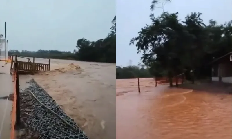 Imagem ilustrativa da imagem Chuvas chegam a SC, derrubam casas, arrastam carros e 1 morte é registrada