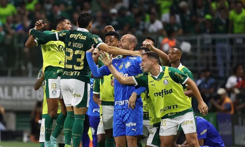 Imagem ilustrativa da imagem Palmeiras volta a virar final, derruba Santos e leva tri paulista após 90 anos