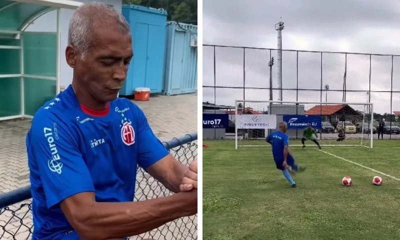 Imagem ilustrativa da imagem Romário publica vídeo do primeiro treino em retorno ao futebol pelo América-RJ