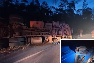 Imagem ilustrativa da imagem Caminhão tomba e deixa uma pessoa morta na BR-262 no ES