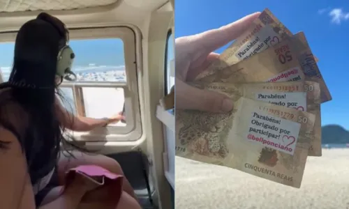 
          Imagem ilustrativa da imagem Influenciadora faz 'chuva' de dinheiro e gera tumulto em Balneário Camboriú
          