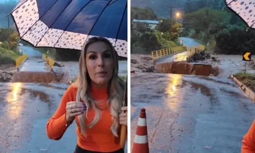 
          Imagem ilustrativa da imagem VÍDEO | Ponte é arrastada pela correnteza enquanto prefeita narra situação no RS
          