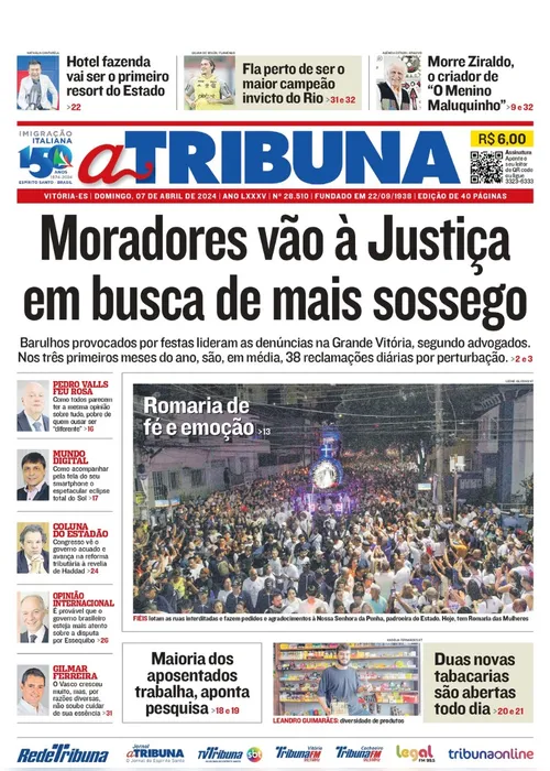 Imagem ilustrativa da imagem Confira os destaques do jornal A Tribuna deste domingo