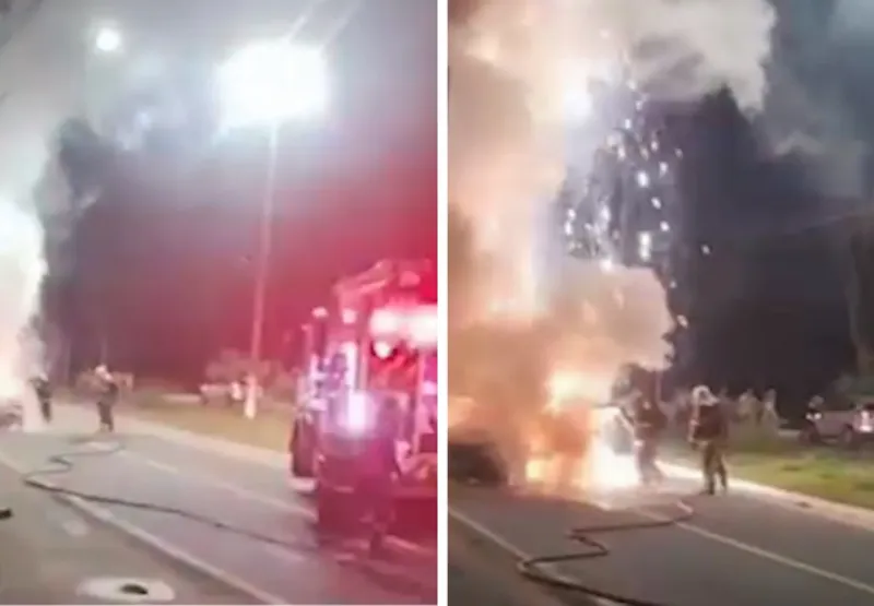 Explosão aconteceu enquanto bombeiros tentavam apagar aa chamas