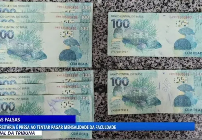 Segundo relatado pela Polícia Federal (PF), a mulher, matriculada no curso de administração, utilizou três notas de R$ 100 e duas de R$ 50 para efetuar o pagamento