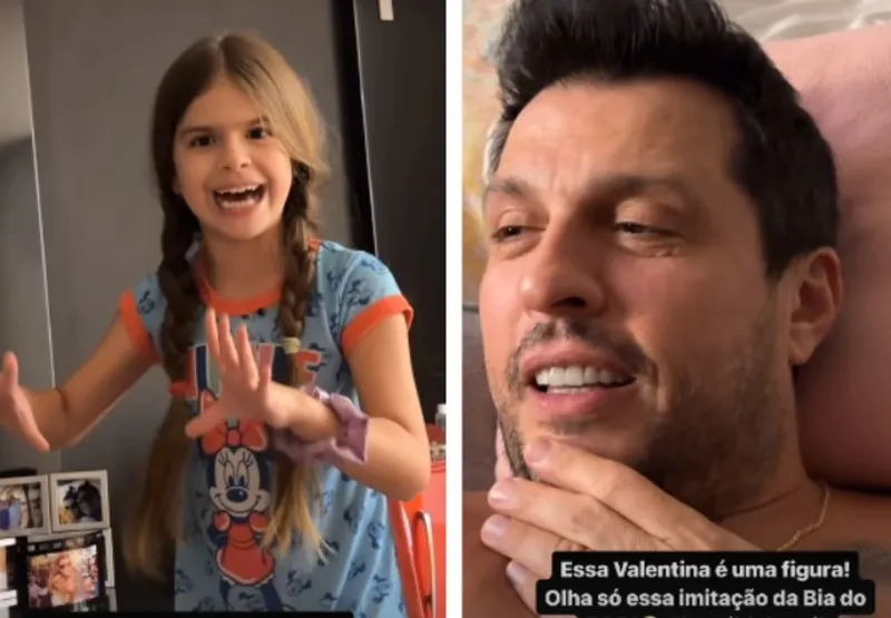 Wellington Muniz, o Ceará, compartilhou nos stories do Instagram a imitação feita pela filha, Valentina