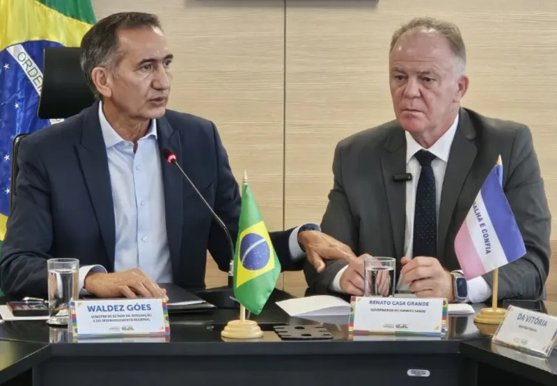 Ministro da Integração e Desenvolvimento Regional, Waldez Góes, e o Governador do ES, Renato Casagrande