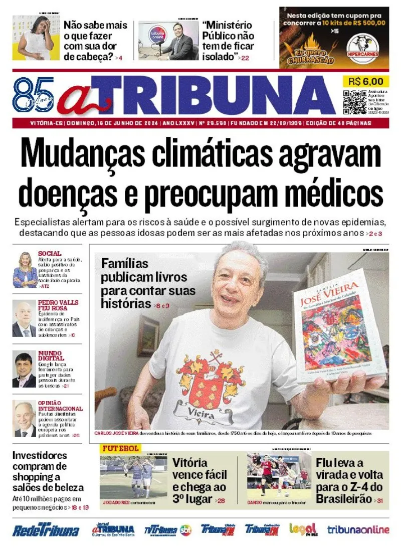 Imagem ilustrativa da imagem Confira os destaques do Jornal A Tribuna deste domingo