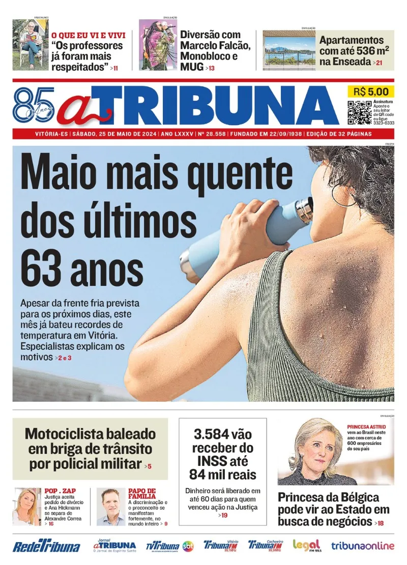 Imagem ilustrativa da imagem Confira os destaques do jornal A Tribuna deste sábado