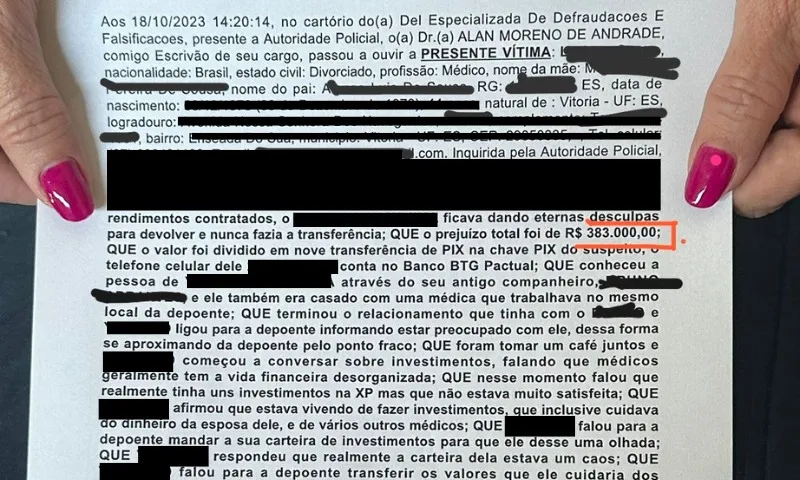 Imagem ilustrativa da imagem Médica cai em golpe da pirâmide e perde R$ 423 mil